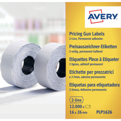 Etiquette prix Avery PLP1626 16x26mm 10 rlx à 1200pcs