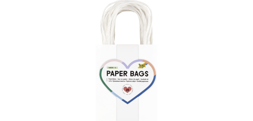 Paper bag with handles 110g 12x15x5.5cm white kraft 20 pieces