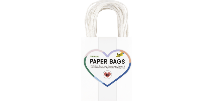 Tas met handvat Folia kraftpapier 110gr 12x15x5.5cm 20 stuks wit