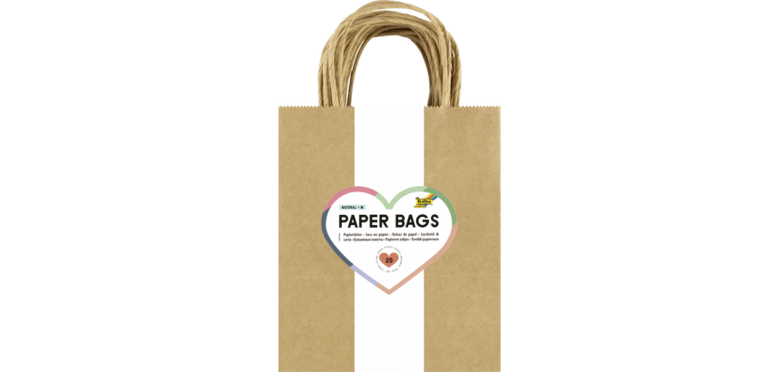 Sac en papier avec poignées 125g 18x21x8cm kraft naturel 20 pièces