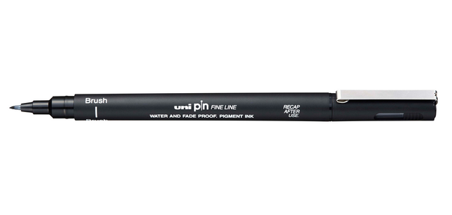 Fineliner Uni-ball Pin Brush Fin noir