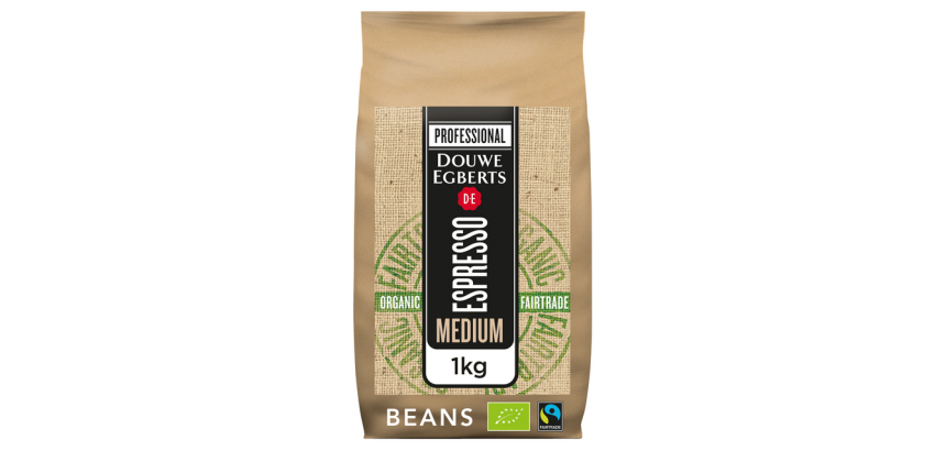 Koffie Douwe Egberts espresso bonen medium roast Organic en Fairtrade 1kg