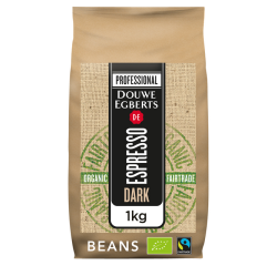 Koffie Douwe Egberts espresso bonen dark roast Organic & Fairtrade 1kg