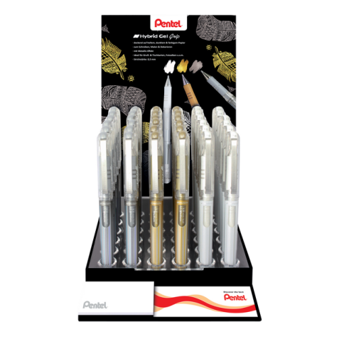 Roller encre Pentel K230M 36 pièce blanc-or-argent