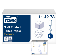 Papier toilette Tork T3 114273 Premium plié 2 épaisseurs 110x190mm blanc