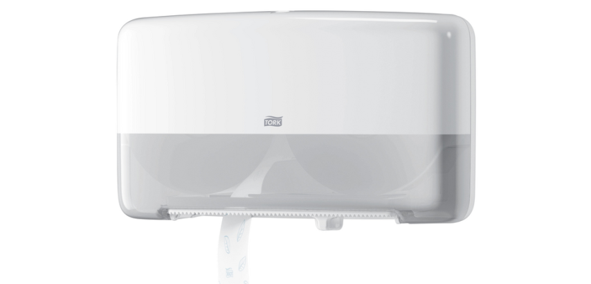 Tork T2 Elevation Mini Jumbo Duo Toilet Paper Dispenser 555500 White