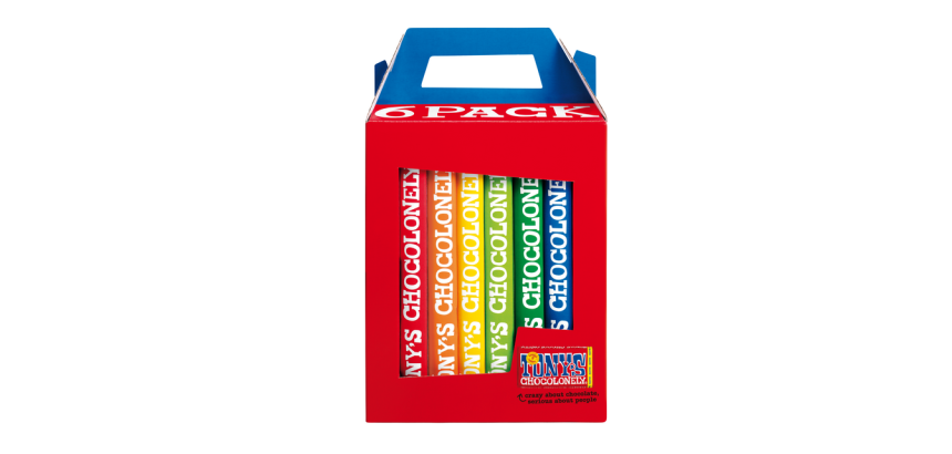 Chocolat Tony's Chocolonely Paquet Rainbow Classic 6 tablettes 180g