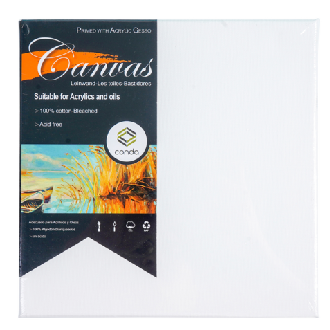 Toile canvas Conda 20x20cm coton blanchi