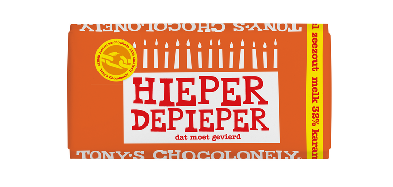 Chocolat Tony's Chocolonely barre 180g caramel sel de mer "Hieper de pieper"