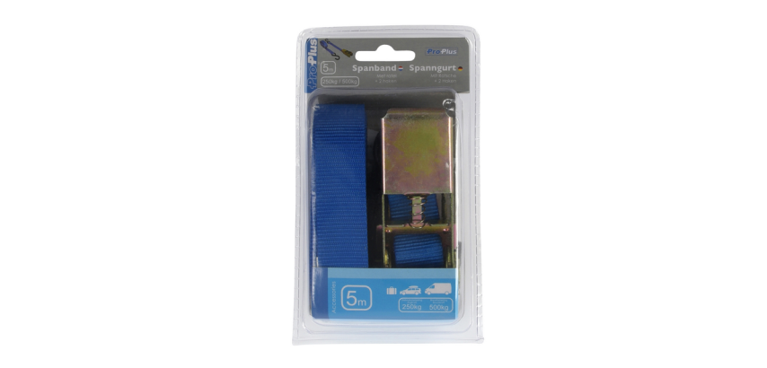 ProPlus Zurrgurt mit Ratsche und 2 Haken 5m blau
