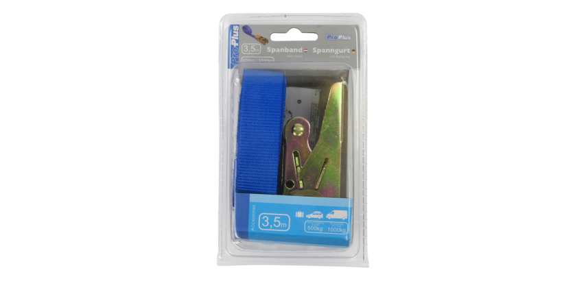 Sangle d'arrimage ProPlus bleu avec tendeur à cliquet 3,5m