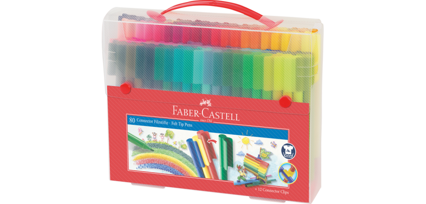 Feutre couleur Faber Castell Connector assorti mallette cadeau 80 pièces