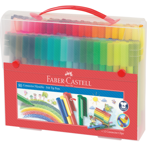 Feutre couleur Faber Castell Connector assorti malette cadeau 80 pièces