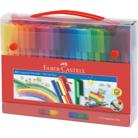 Kleurstift Faber-Castell Connector assorti koffer à 60 stuks