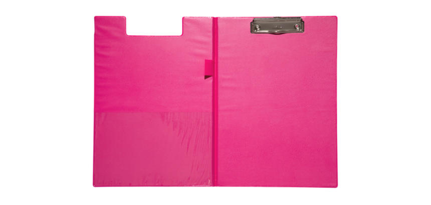 Porte-bloc à rabat Maul A4 portrait avec boucle-stylo PVC néon rose