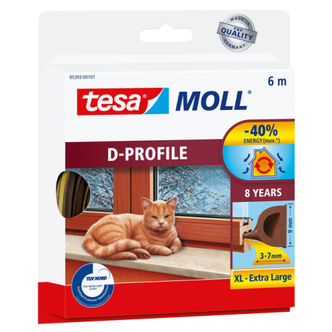 Joint de calfeutrage tesamoll® forme-D caoutchouc 6mx9mm brun