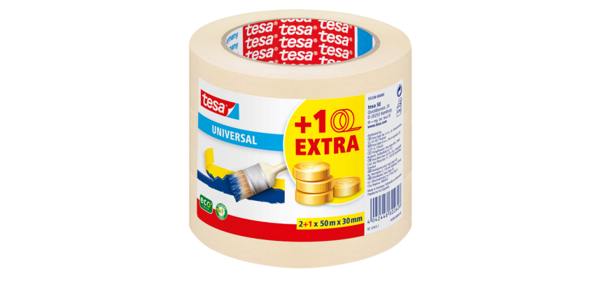 Afplaktape tesa® Economy 50mx30mm geel 2+1