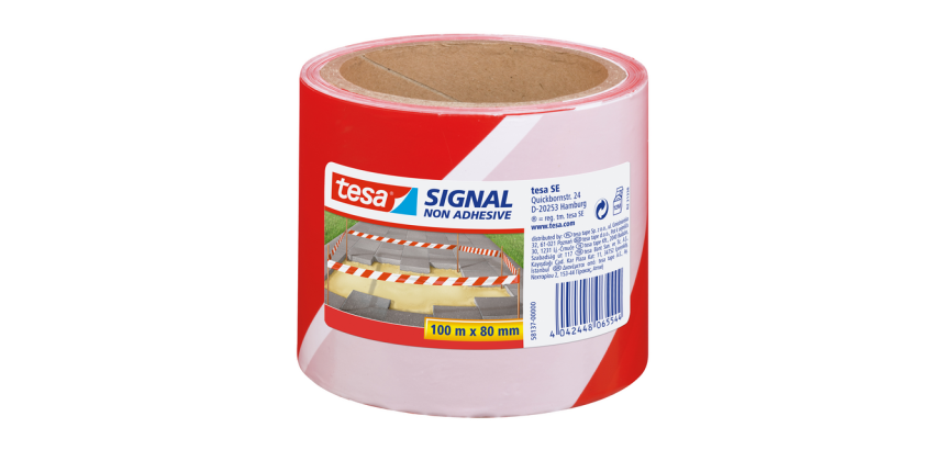 Ruban de signalisation tesa® Signal 100mx80mm rouge/blanc