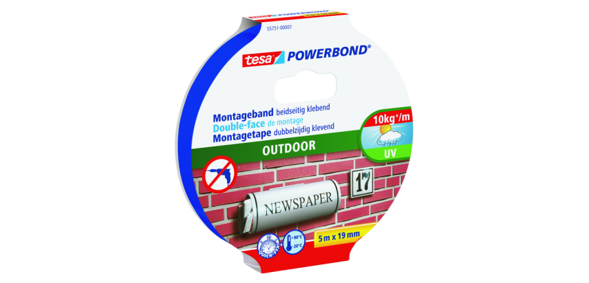Montagetape tesa® Powerbond Outdoor dubbelzijdig 5mx19mm transparant