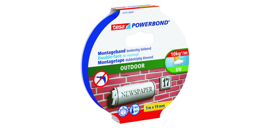 tesa® Powerbond Outdoor Double-Sided Mounting Tape 5m x 19mm Transparent