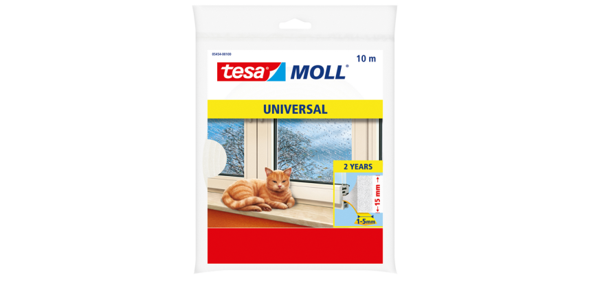 Joint de calfeutrage tesamoll® Universal forme biseautée autocollant 10mx15mm blanc