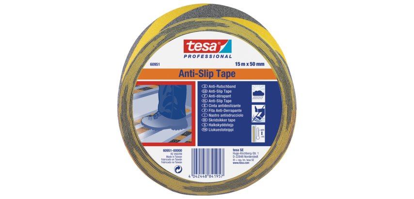 tesa® Professional 60951 Anti-Slip Tape 15m x 50mm Black/Yellow