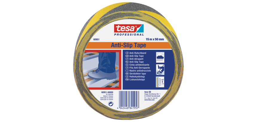 tesa® Professional 60951 Anti-Slip Tape 15m x 50mm Black/Yellow