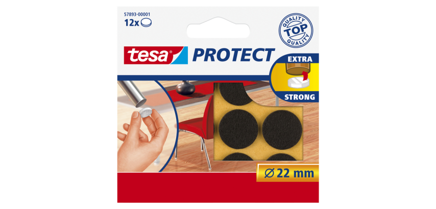 Feutrine anti-rayures tesa® Protect Ø22mm brun 12 pièces