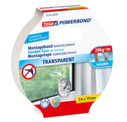 Montagetape tesa® Powerbond dubbelzijdig 5mx19mm transparant