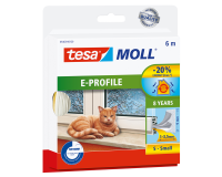 Tochtstrip tesamoll® E-profiel zelfklevend rubber 6mx9mm wit