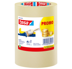 Ruban de masquage tesa® Economy 50mx50mm jaune 3 rouleaux