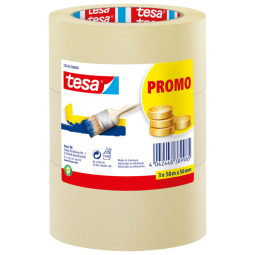 Ruban de masquage tesa® Economy 50mx50mm jaune 3 rouleaux