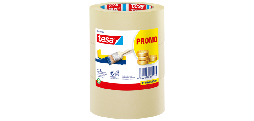 Afplaktape tesa®  Economy 50mmx50m geel 3 rollen