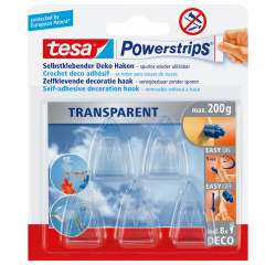 Haak tesa Powerstrips® Deco transparant zelfklevend 5 stuks