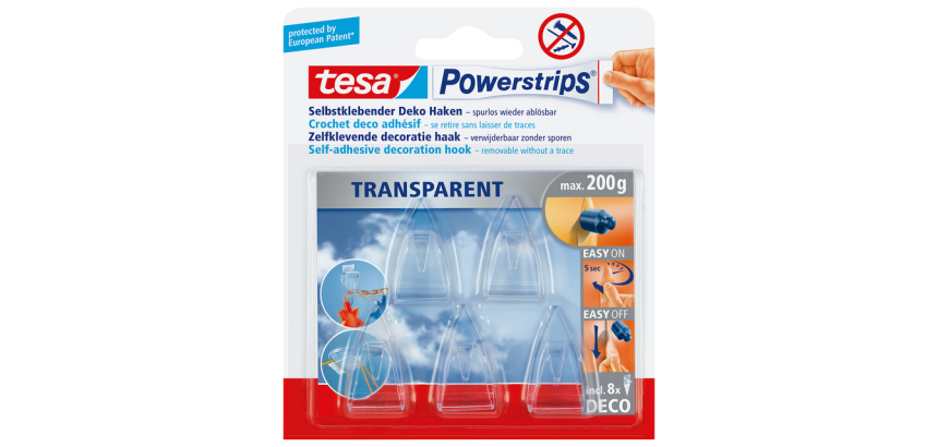 Adhesive hook tesa Powerstrips® Deco transparent 5 pieces