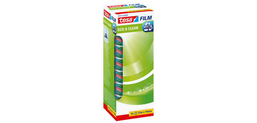 tesafilm® eco&clear adhesive tape 33mx19mm transparent 8 rolls
