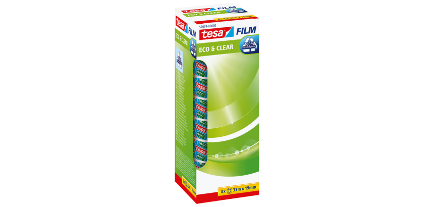 Ruban adhésif tesafilm® eco&clear 33mx19mm transparant 8 rouleaux