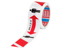Ruban de marquage sol tesa® 50mx50mm Distanciation sociale rouge-blanc