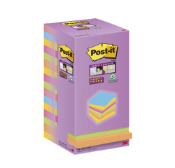 Bloc-mémos Post-it 654 Super Sticky 76x76mm Color 16 pièces