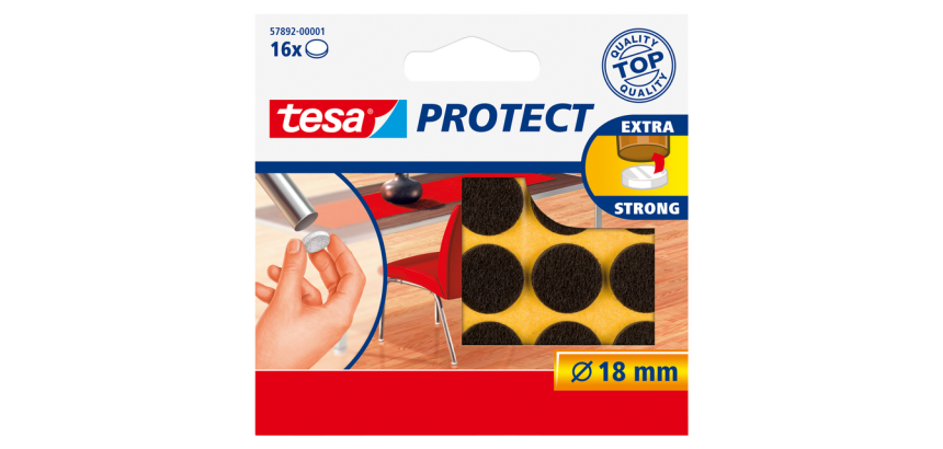 tesa® Protect Anti-Scratch Felt Pads Ø18mm Brown 16 Pieces