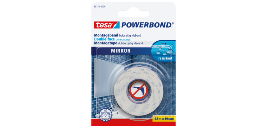Doppelseitiges tesa® Powerbond Spiegelmontageband 1,5mx19mm