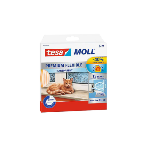 Ruban de calfeutrage tesamoll® Premium Flexible silicone 6mx9mm transparent