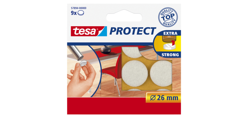 Feutrine anti-rayures tesa® Protect Ø26mm blanc 12 pièces