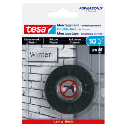 Montagetape tesa® Powerbond baksteen dubbelzijdig 1,5mx19mm