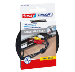 En_velcro adhesivo tesa para agrupar cables 5 m x 10 mm color negro