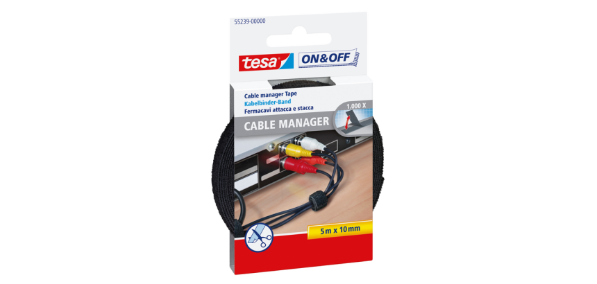 Kabelmanager tesa® On & Off bundelen 5mx10mm zwart