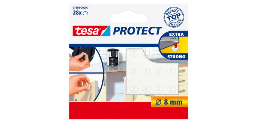 tesa® Protect Lärmschutz- und Antirutsch-Pads Ø8mm transparent 28 Stück