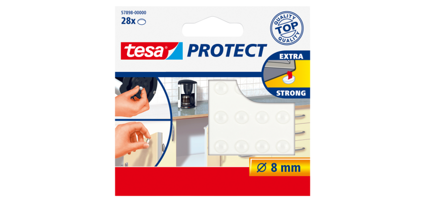 tesa® Protect Noise-Canceling and Non-Slip Pads Ø8mm Transparent 28 Pieces