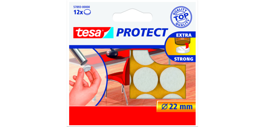 tesa® Protect Kratzschutz-Filz Ø22mm weiß 12 Stück
