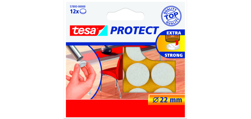 tesa® Protect Anti-Scratch Felt Ø22mm White 12 Pieces
